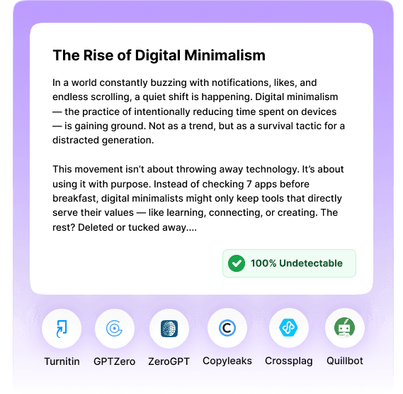 AISEO Bypass AI Detection showing 100% undetectable content transformation