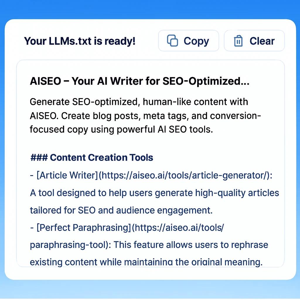 LLMs.txt generator overview