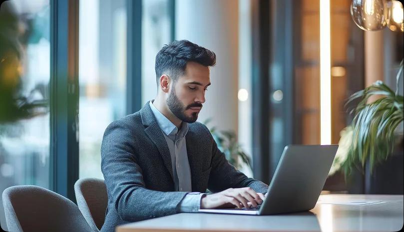 Professional working on laptop