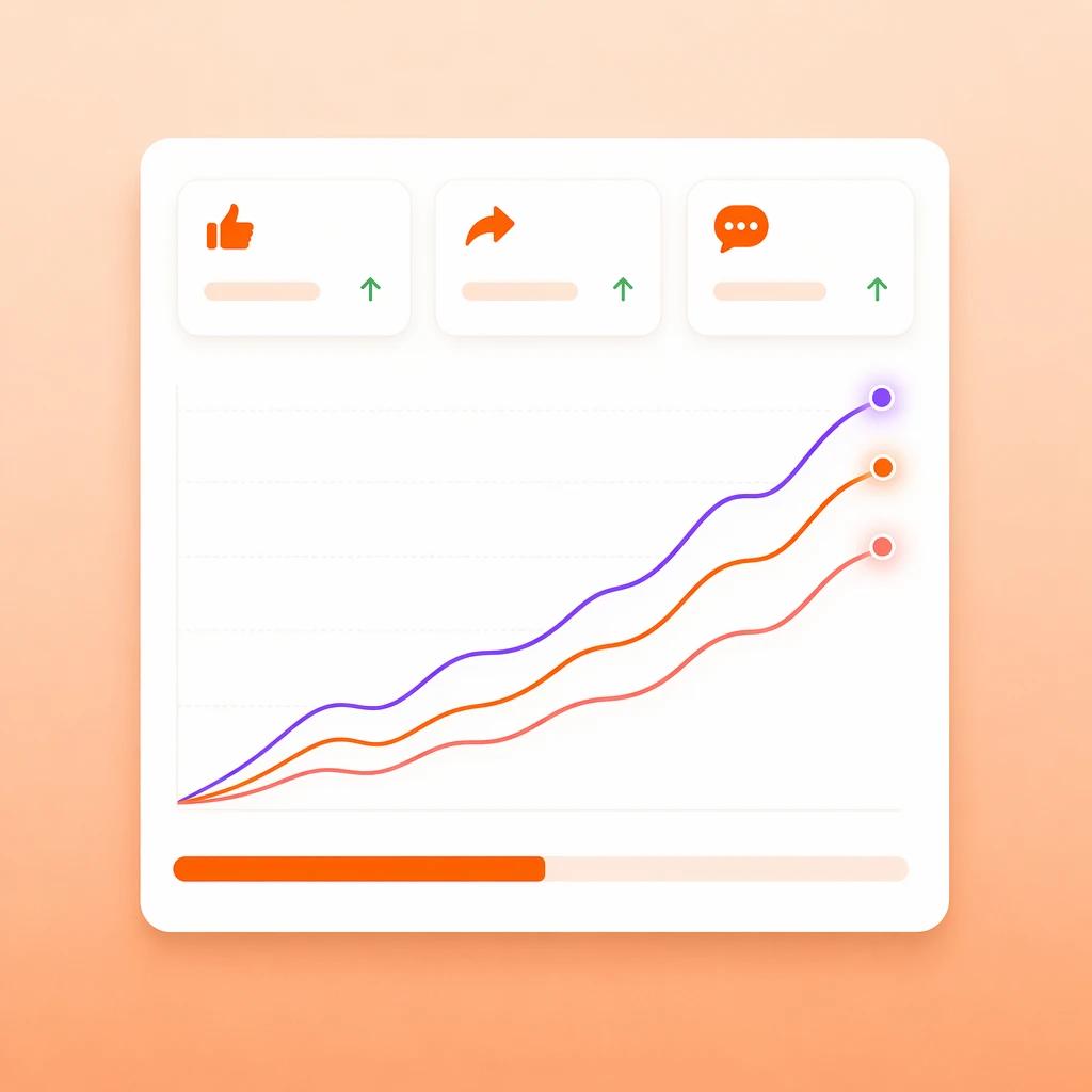 Post gaining +245% likes, +320% shares, and +180% comments
