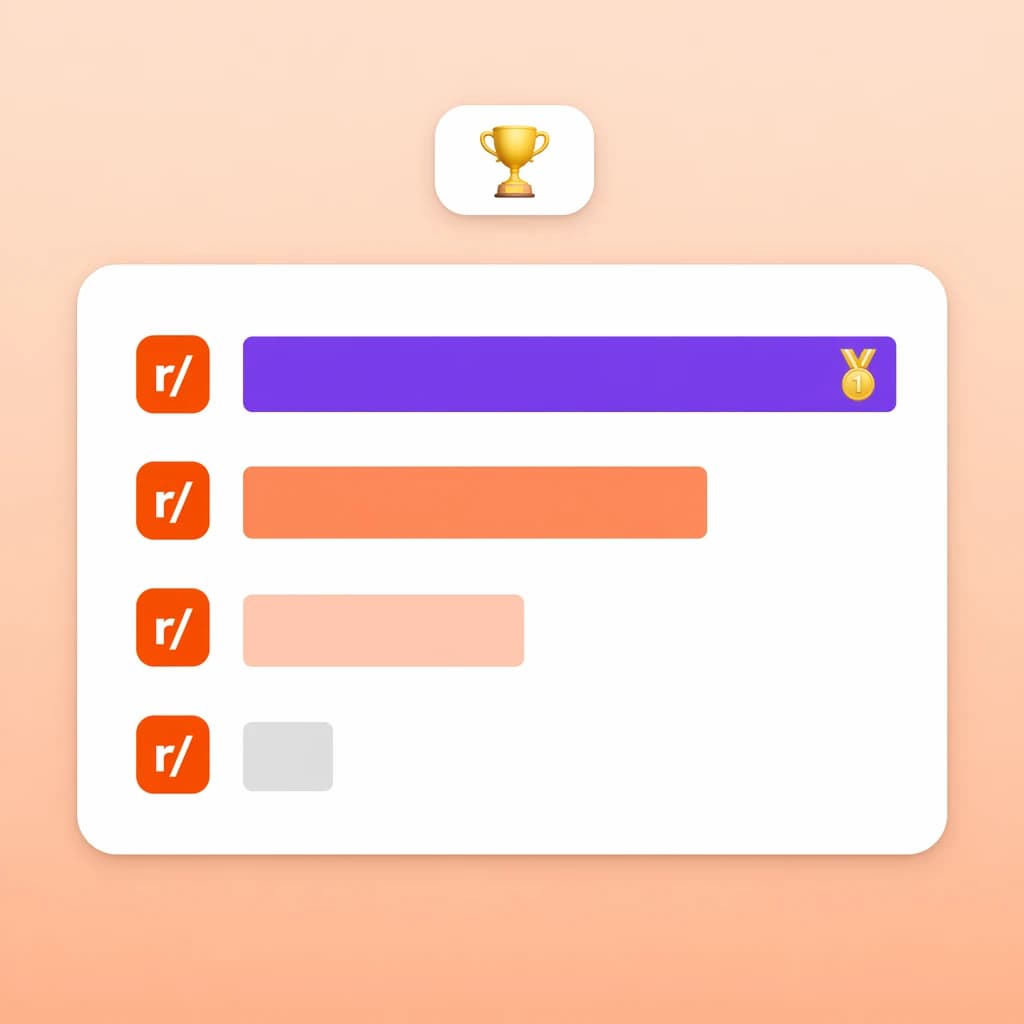 Compatibility scores across subreddits — 9.2 perfect fit, 7.5 good, 5.1 moderate, 3.4 low