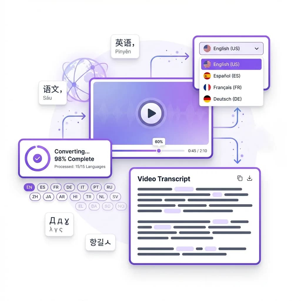 Convert Videos in Over 60 Languages - multilingual support feature Convert Videos in Over 60 Languages - multilingual support feature